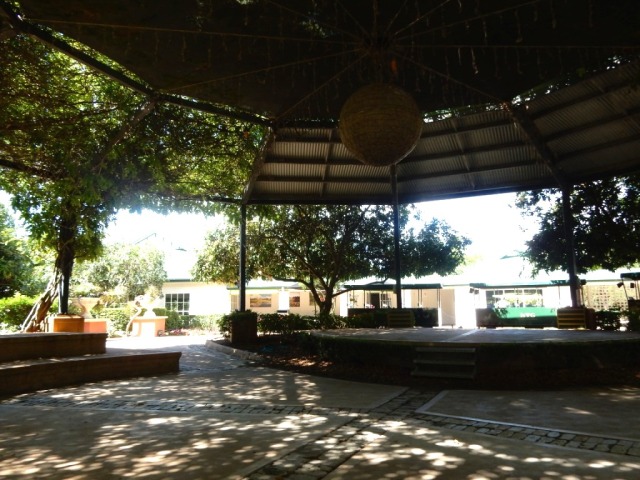 sitting in the amphitheater 